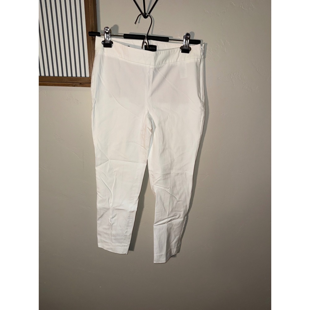 Talbots Chatham Ankle Pant White Side Zip Petite 2P Stretch Trousers